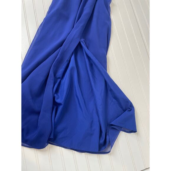 David’s Bridal Royal Blue Plated Fit And Flare Long Dress Gown Wedding Size 0 - Picture 5 of 7